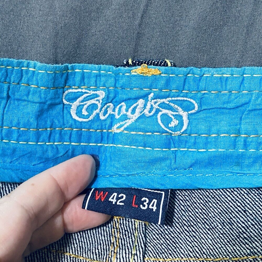 Vintage Y2k Coogi Pocket Embroidered Denim Jeans Sunshine Bird Baggy 42x34 Skate - Picture 6 of 11